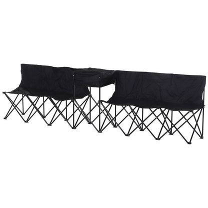 Outsunny 6 Seat Folding Sports Bench Portable Sports Team Bench Spectator Chair with Cooler Bag and Carrying Bag for Outdoor Picnic Camping