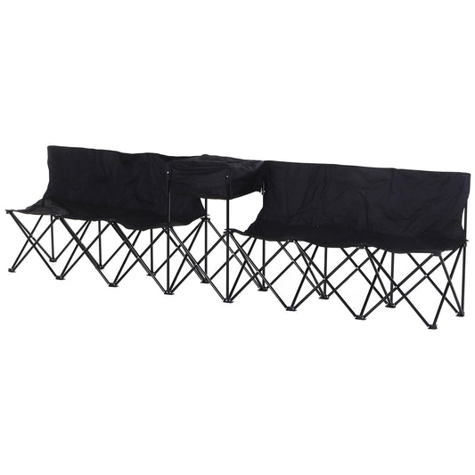 Outsunny 6 Seat Folding Sports Bench Portable Sports Team Bench Spectator Chair with Cooler Bag and Carrying Bag for Outdoor Picnic Camping