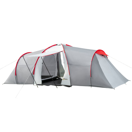 Outsunny Four-Man Tunnel Tent, with Two Bedrooms and Living Room