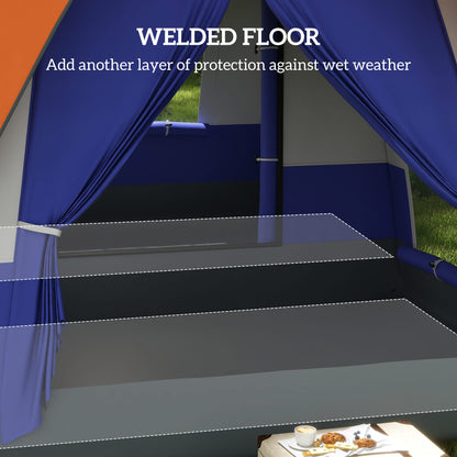 Outsunny Six-Man Camping Tent, with Small Rainfly and Accessories