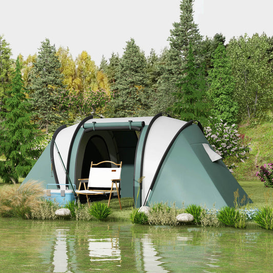 Outsunny Camping Tent with 2 Bedrooms and Living Area, 3000mm Waterproof Family Tent, for Fishing Hiking Festival