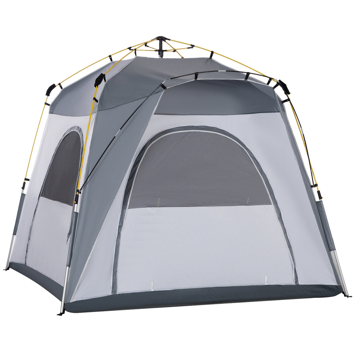 Outsunny 4 Person Automatic Camping Tent, Outdoor Pop Up Tent, Portable Backpacking Dome Shelter