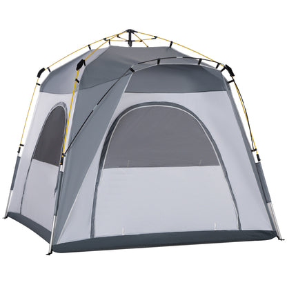 Outsunny 4 Person Automatic Camping Tent, Outdoor Pop Up Tent, Portable Backpacking Dome Shelter