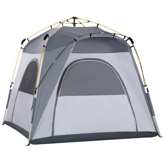 Outsunny 4 Person Automatic Camping Tent, Outdoor Pop Up Tent, Portable Backpacking Dome Shelter