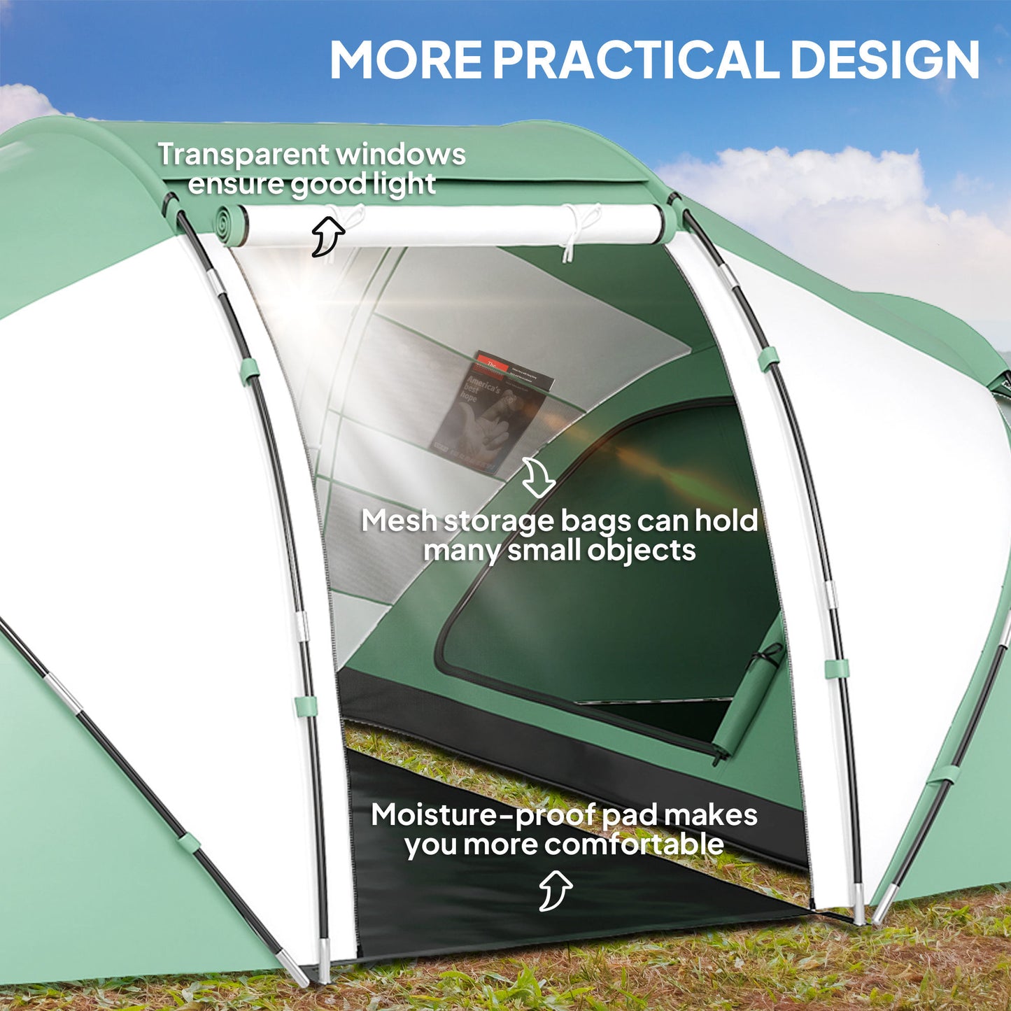 Outsunny 4-6 Man UV Protection Camping Tent