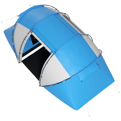 Outsunny 4-6 Man Camping Tent w/ Two Bedroom, Hiking Sun Shelter, UV Protection Tunnel Tent