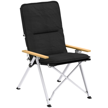 Outsunny Portable Camping Chair for Adults, High Back Folding Chair with Padded Seat and Carry Bag, Outdoor Recliner for Hiking, Fishing, Beach and Picnic