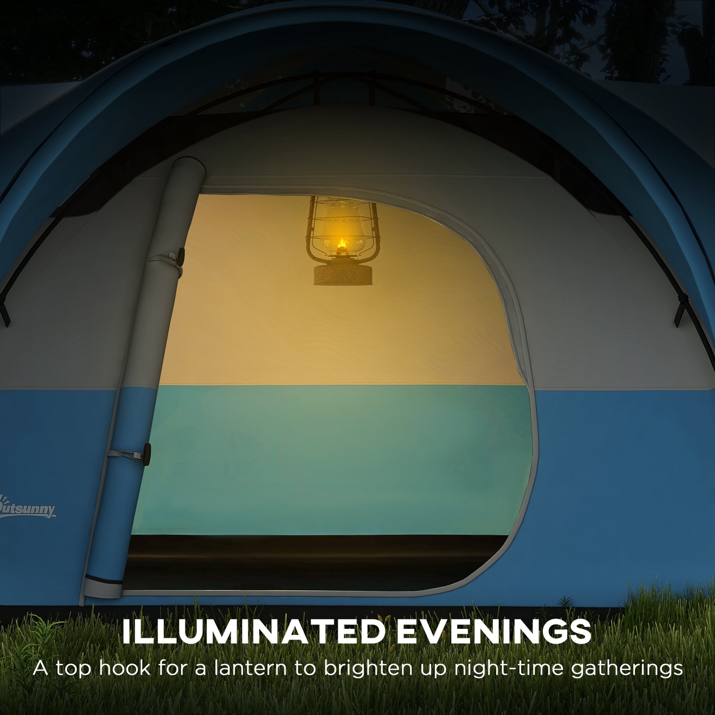 Outsunny 3000mm Waterproof Camping Tent for 5-6 Man, Family Tent with Porch and Sewn in Groundsheet, Portable with Bag