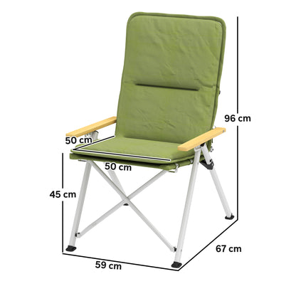 Outsunny Portable Camping Chair for Adults, High Back Folding Chair with Padded Seat and Carry Bag, Outdoor Recliner for Hiking, Fishing, Beach and Picnic