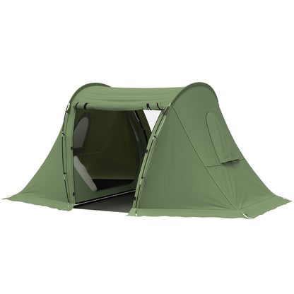 Outsunny 3 Man Camping Tent with Living Area and 2 Bedrooms, 3000mm Waterproof Family Tent with Sewn-in Groundsheet, Portable with Bag for Hiking, Festival, Backpacking
