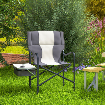 Outsunny Folding Aluminium Camping Chair, with Cooler Bag Table