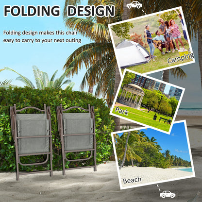 Outsunny Set of Two Folding Garden Chairs, with Fabric Mesh Seats
