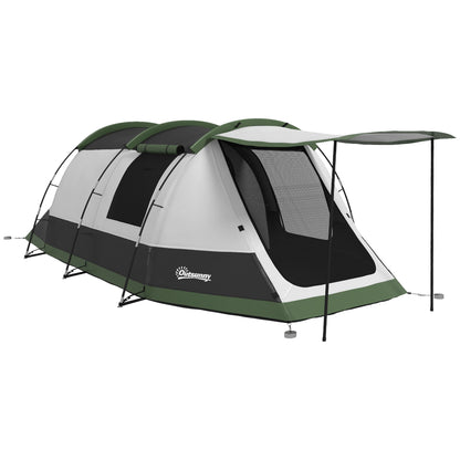 Outsunny Three-Man Camping Tent, with Two Rooms and Porch