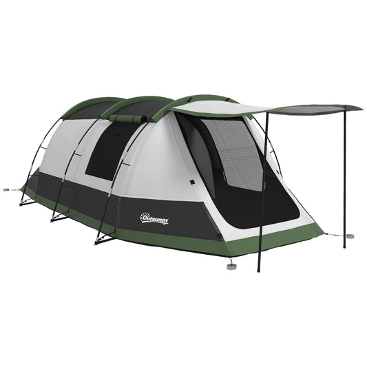 Outsunny Three-Man Camping Tent, with Two Rooms and Porch