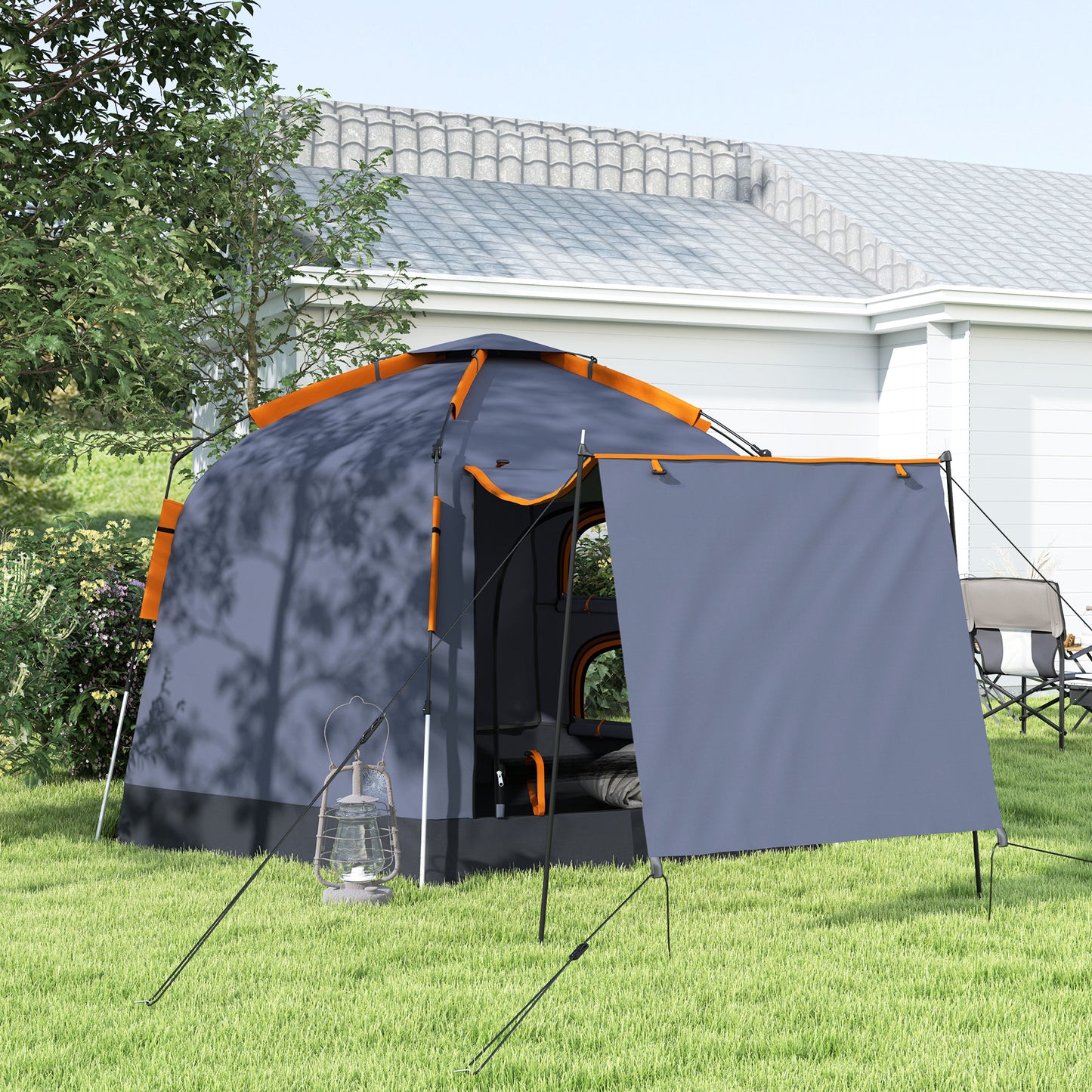 Outsunny Automatic Pop Up Camping Tent, Instant Setup 2-4 Man Tent with Mesh Windows, Waterproof & UV30+, Portable with Carry Bag for Fishing, Hiking, Backpacking