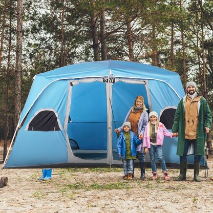 Outsunny 4-8 Person Camping Tent Family Tent with 2 Room, Mesh Windows, Easy Set Up for Backpacking, Hiking, Outdoor
