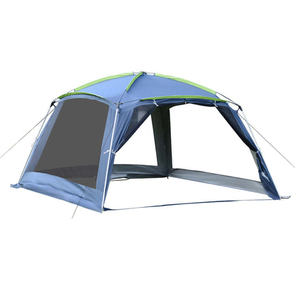 Outsunny 5-8 Persons Pop Up Tent Camping Gazebo Garden Tent-Dark Blue/Green