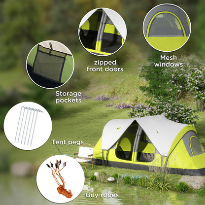 Outsunny Camping Tent for 6-8 Man with 2000mm Waterproof Rainfly and Carry Bag for Fishing Hiking Festival
