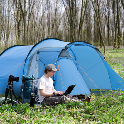 Outsunny 2 Room Tent with Vestibule, Weather-Resistant Camping Tent with Air Vents for Fishing Hiking