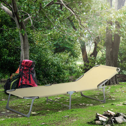 Outsunny Reclining Sun Lounger Chair Folding Camping Bed with 4-Position Adjustable Backrest, for Travel Indoor Outdoor Office Fishing