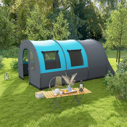 Outsunny Six Man Duo Room Tunnel Tent, with Accessories