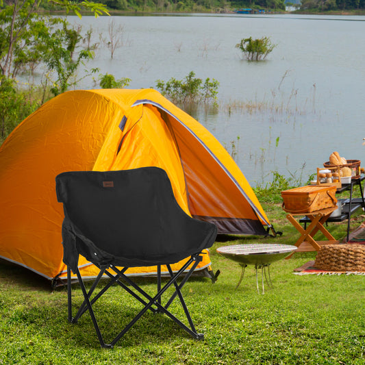 Outsunny Camping Chair, Lightweight Folding Chair with Carrying Bag and Storage Pocket, Perfect for Festivals, Fishing, Beach and Hiking