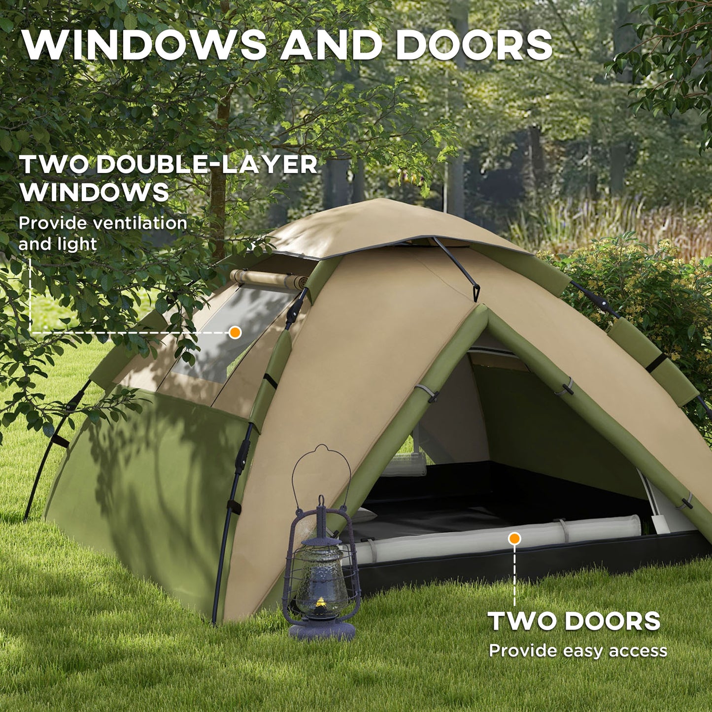 Outsunny Two-Man One Room Camping Tent, with Accessories