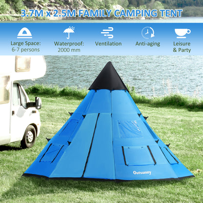 Outsunny 6 Men Tipi Tent with Carry Bag
