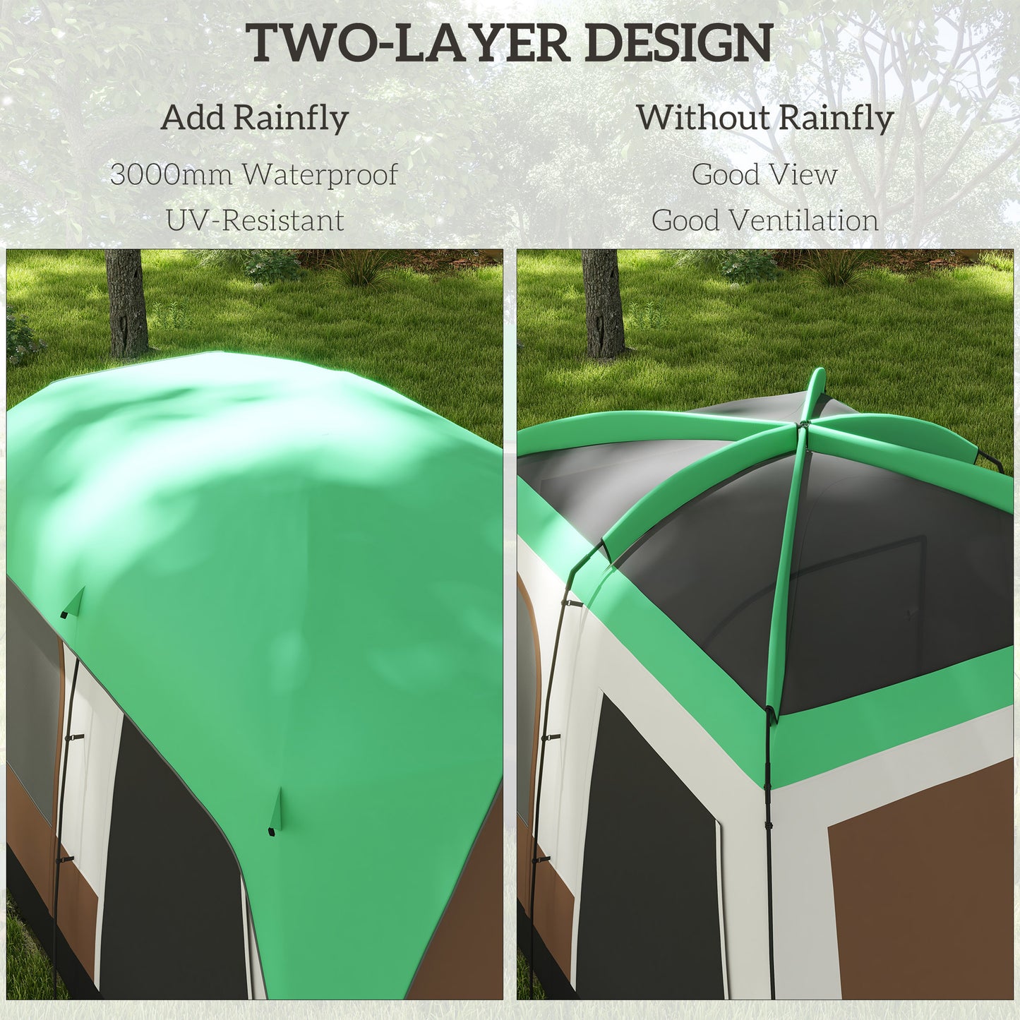 Outsunny Six-Man Camping Tent, with Small Rainfly and Accessories