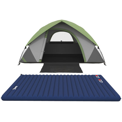 Outsunny Camping Tent with Inflatable Mattress, 2-3 Person Dome Tent with Air Bed and Sewn-in Groundsheet, Portable 3000mm Waterproof Tent with Carry Bag and Hook, for Fishing Hiking