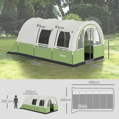 Outsunny 3000mm Waterproof Camping Tent, 5-6 Man Family Tent with Living and Bedroom, Carry Bag Included