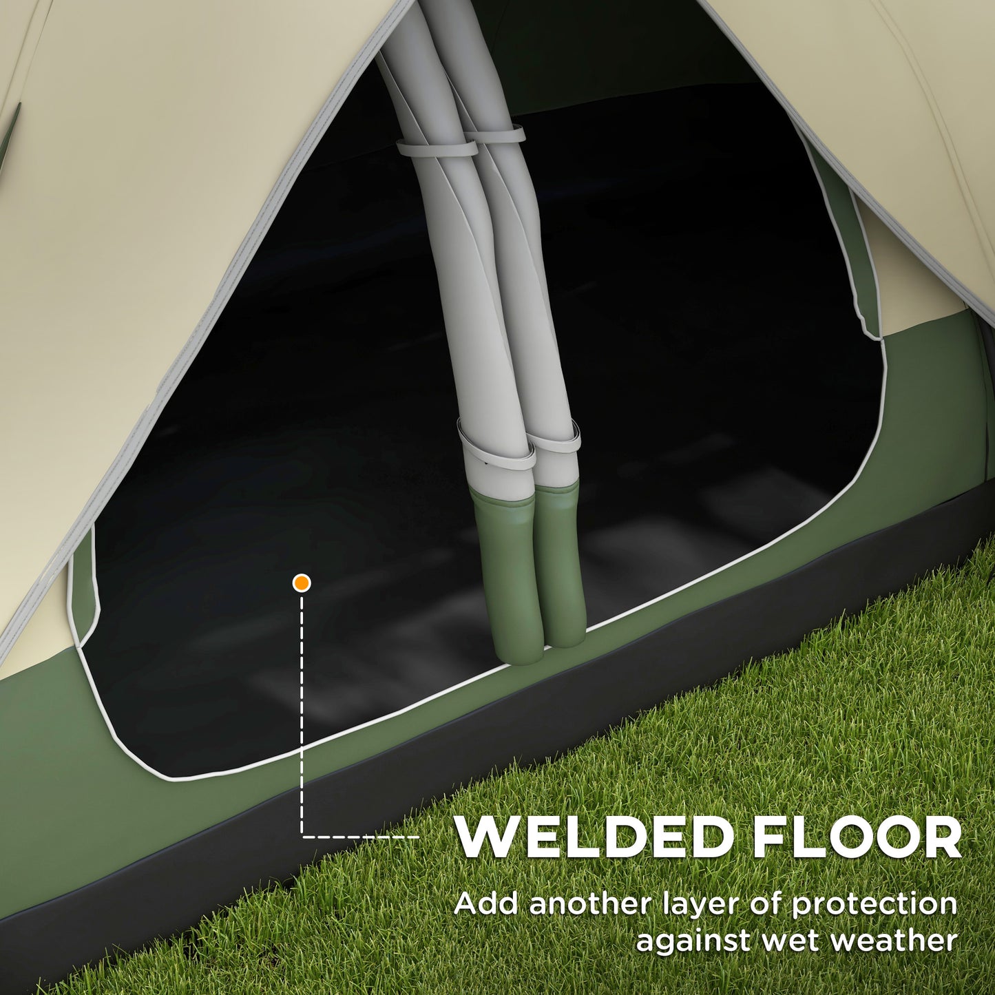 Outsunny Camping Tent for 6-8 Man with 2000mm Waterproof Rainfly and Carry Bag for Fishing Hiking Festival