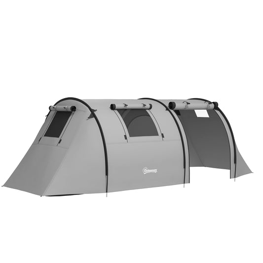 Outsunny Four Man Duo Room Tunnel Tent, with Accessories