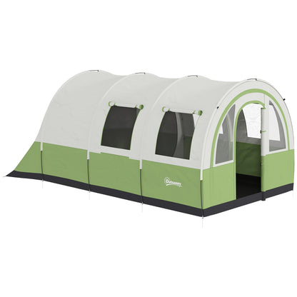 Outsunny 3000mm Waterproof Camping Tent, 5-6 Man Family Tent with Living and Bedroom, Carry Bag Included