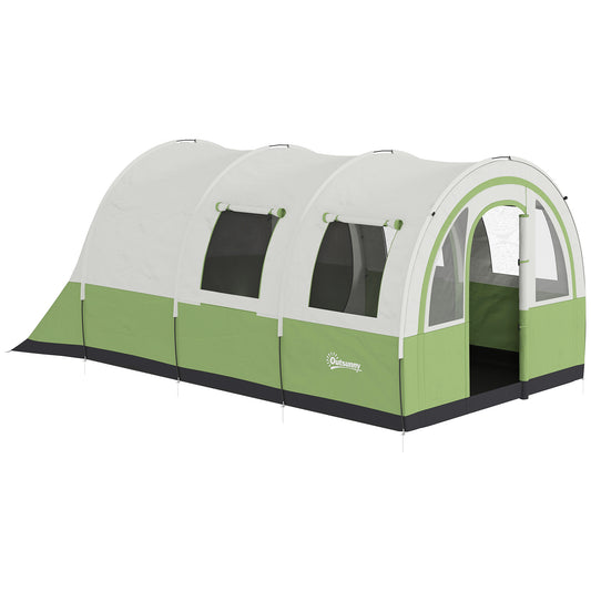 Outsunny 3000mm Waterproof Camping Tent, 5-6 Man Family Tent with Living and Bedroom, Carry Bag Included