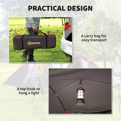 Outsunny 4-6 Man Family Camping Tent w/ 2 Bedrooms and a Living Room, Waterproof Tunnel Tent w/ Sewn In Groundsheet, Doors, Windows, Carry Bag