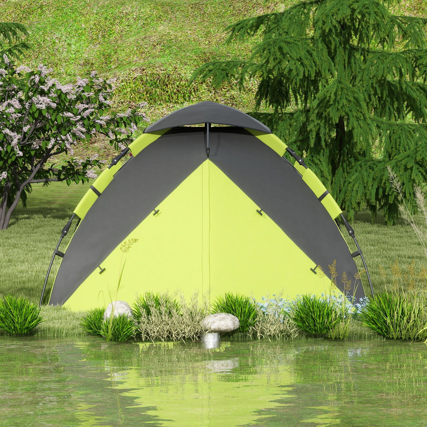 Outsunny Two-Man One Room Camping Tent, with Accessories