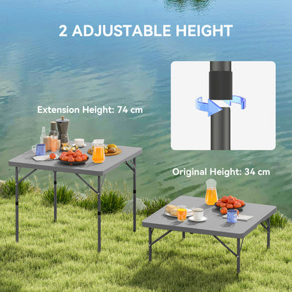 Outsunny 3ft Folding Camping Table, Heavy Duty Picnic Table with 2 Adjustable Height for Indoor Outdoor Garden, Party, BBQ