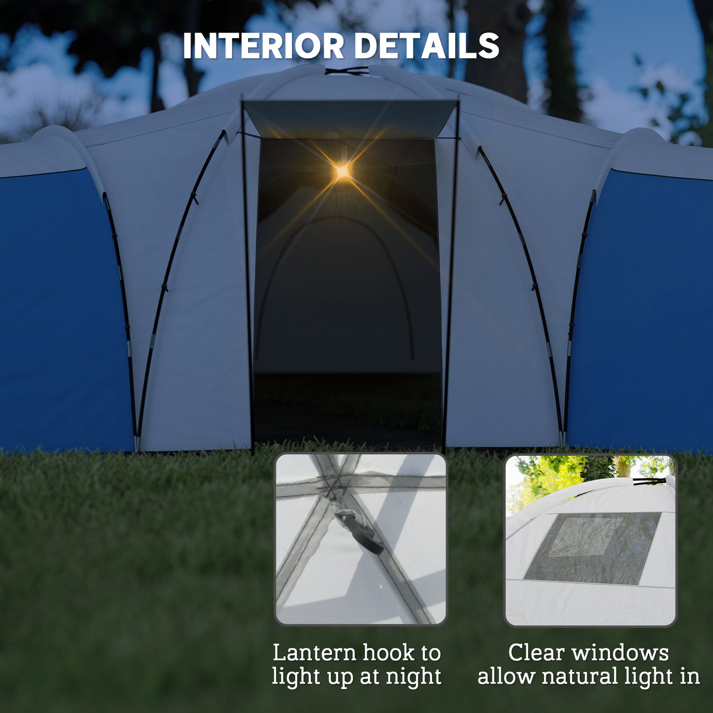 Outsunny 6-9 Man Tent with Bedrooms and Living Room, Accessories Included