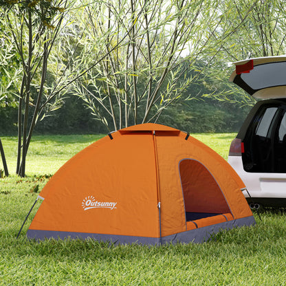 Outsunny 2 Person Camping Tent, Dome Tent with Zipped Doors, Storage Pocket, Portable Handy Bag