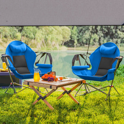 Outsunny Hammock Camping Chair Set of 2, Adjustable Back Swinging Camping Chair Portable Swinging Chair with Cup Holder, Headrest, Padded Seat and Carry Bag for Travel Fishing Hiking