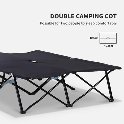 Outsunny Double Camping Cot Bed, with Bag