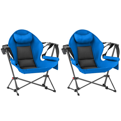 Outsunny Hammock Camping Chair Set of 2, Adjustable Back Swinging Camping Chair Portable Swinging Chair with Cup Holder, Headrest, Padded Seat and Carry Bag for Travel Fishing Hiking