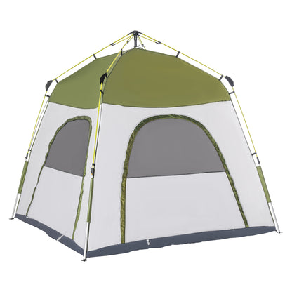 Outsunny 4 Person Automatic Camping Tent, Outdoor Pop Up Tent, Portable Backpacking Dome Shelter