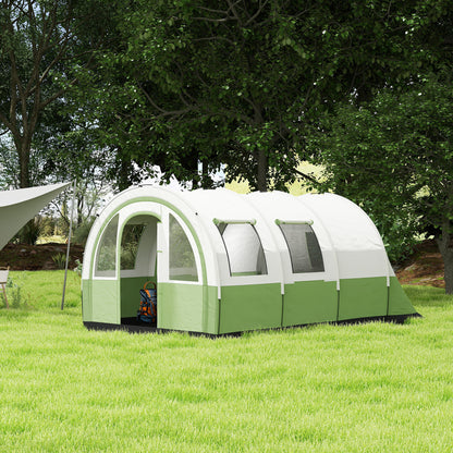 Outsunny 3000mm Waterproof Camping Tent, 5-6 Man Family Tent with Living and Bedroom, Carry Bag Included