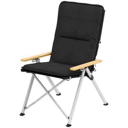 Outsunny Portable Camping Chair for Adults, High Back Folding Chair with Padded Seat and Carry Bag, Outdoor Recliner for Hiking, Fishing, Beach and Picnic