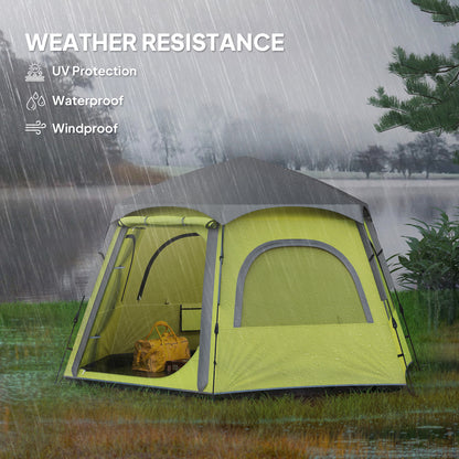 Outsunny Instant Camping Tent, 2/3/4 Person Easy Setup Dome Family Tent with Vestibule, Rainfly, 4 Mesh Windows & 2 Doors, Hexagonal Design, Waterproof & UV Protected