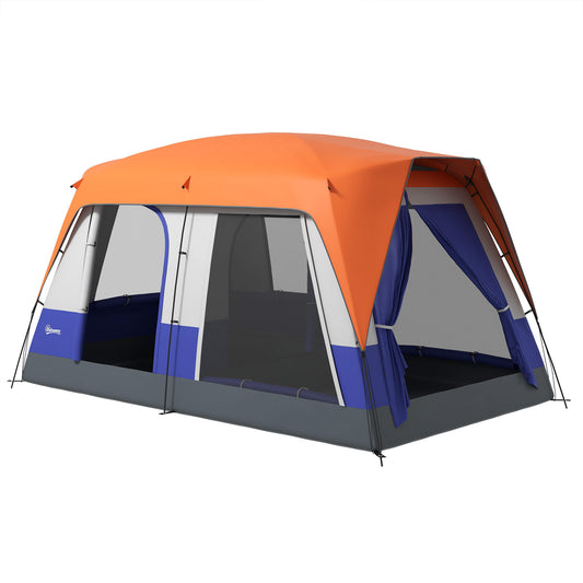 Outsunny Six-Man Camping Tent, with Small Rainfly and Accessories