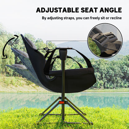 Outsunny Hammock Camping Chair Set of 2, Adjustable Back Swinging Camping Chair Portable Swinging Chair with Cup Holder, Headrest, Padded Seat and Carry Bag for Travel Fishing Hiking