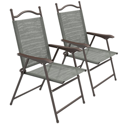 Outsunny Set of Two Folding Garden Chairs, with Fabric Mesh Seats